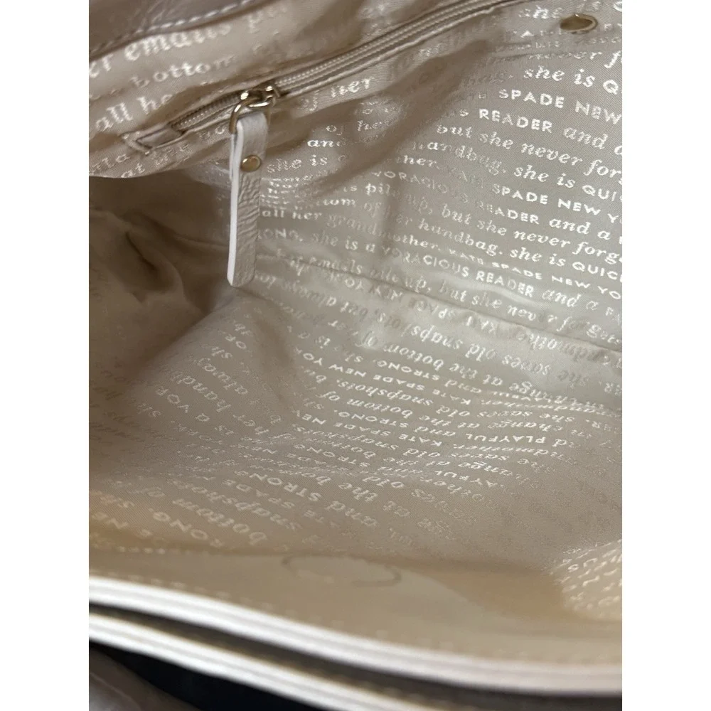 Kate Spade Fanfare Brette Cream Glazed Leather Crossbody Satchel Purse PXRU3017